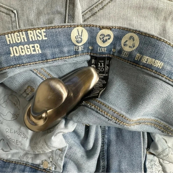 REWASH high rise jogger 11/30‎ distressed ripped grunge light wash blue jeans - Picture 7 of 8
